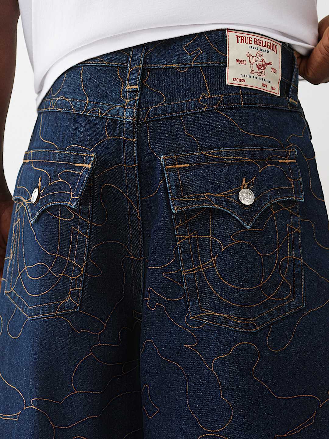 MIKEY ALLOVER EMBROIDERED STITCH BAGGY AF JEAN 32