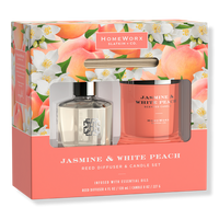 HomeWorx - Jasmine & White Peach Candle and Reed Stick Diffuser
