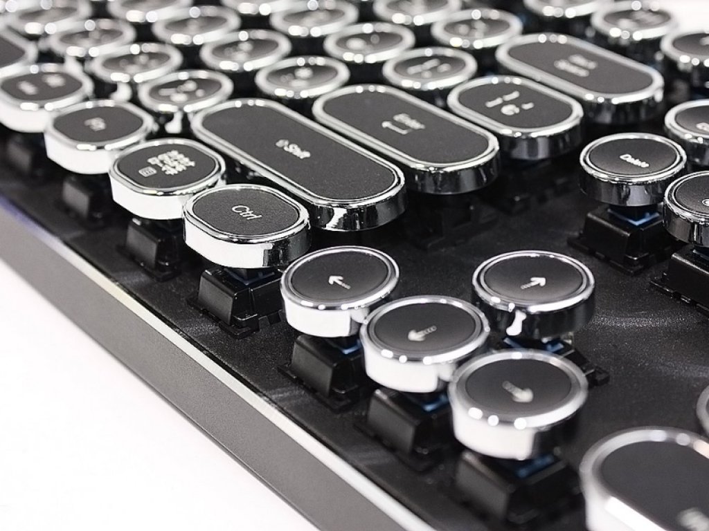HKW HKW タイプライター風メカニカルキーボード 青軸 104キー USB有線