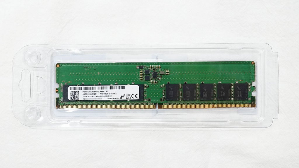 MicronからECC U-DIMMタイプのDDR5 4800MHz 16GBメモリーモジュール