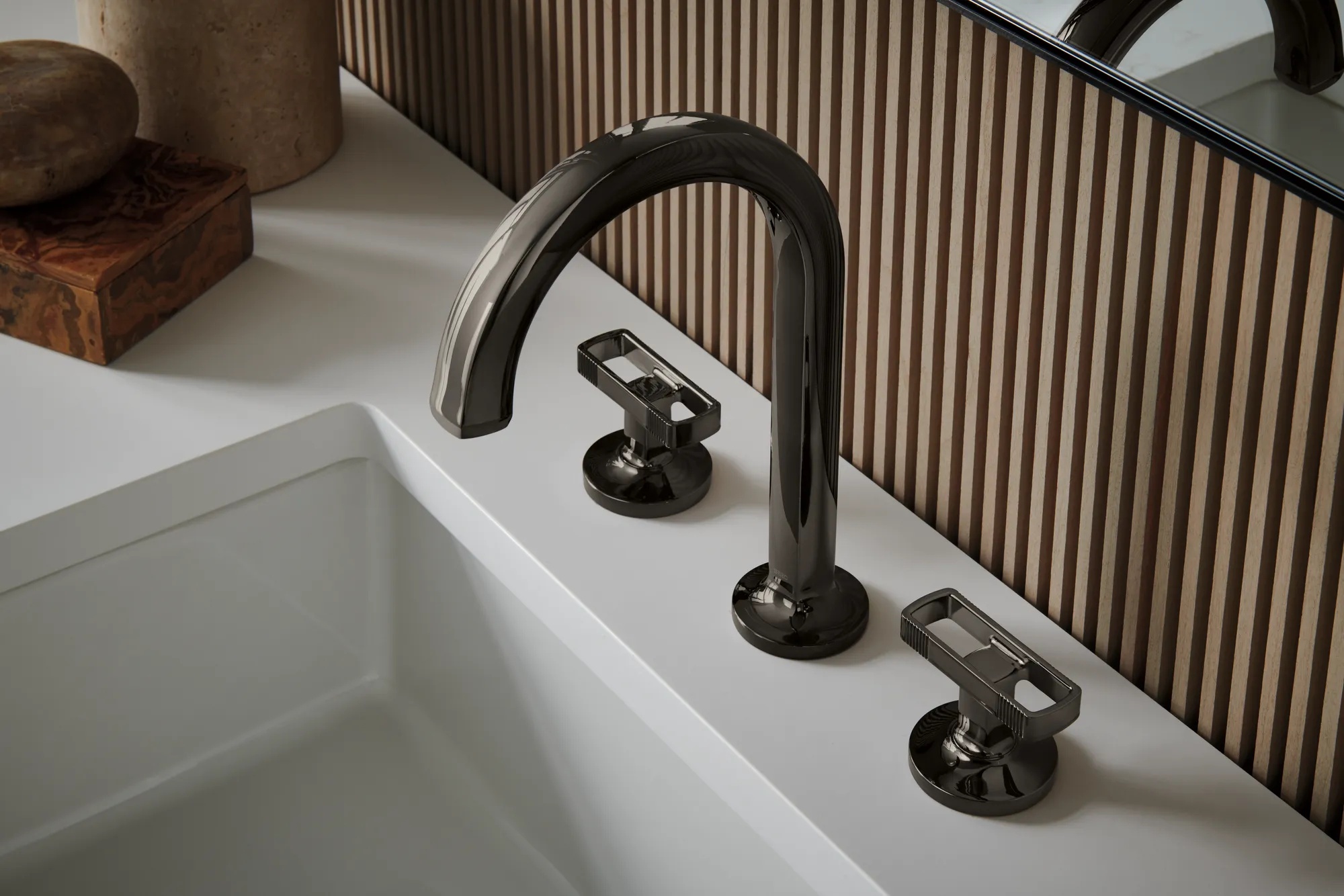 Kintsu® | Widespread Lavatory Faucet with Arc Spout - Less Handles