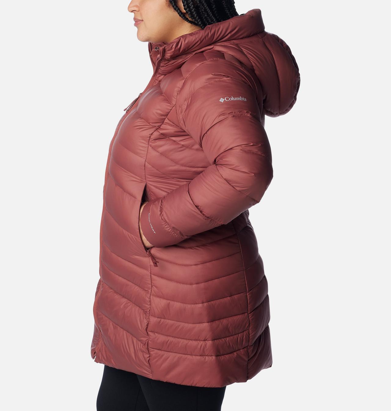 Women's Autumn Park Down Hooded Mid Jacket - Plus Size