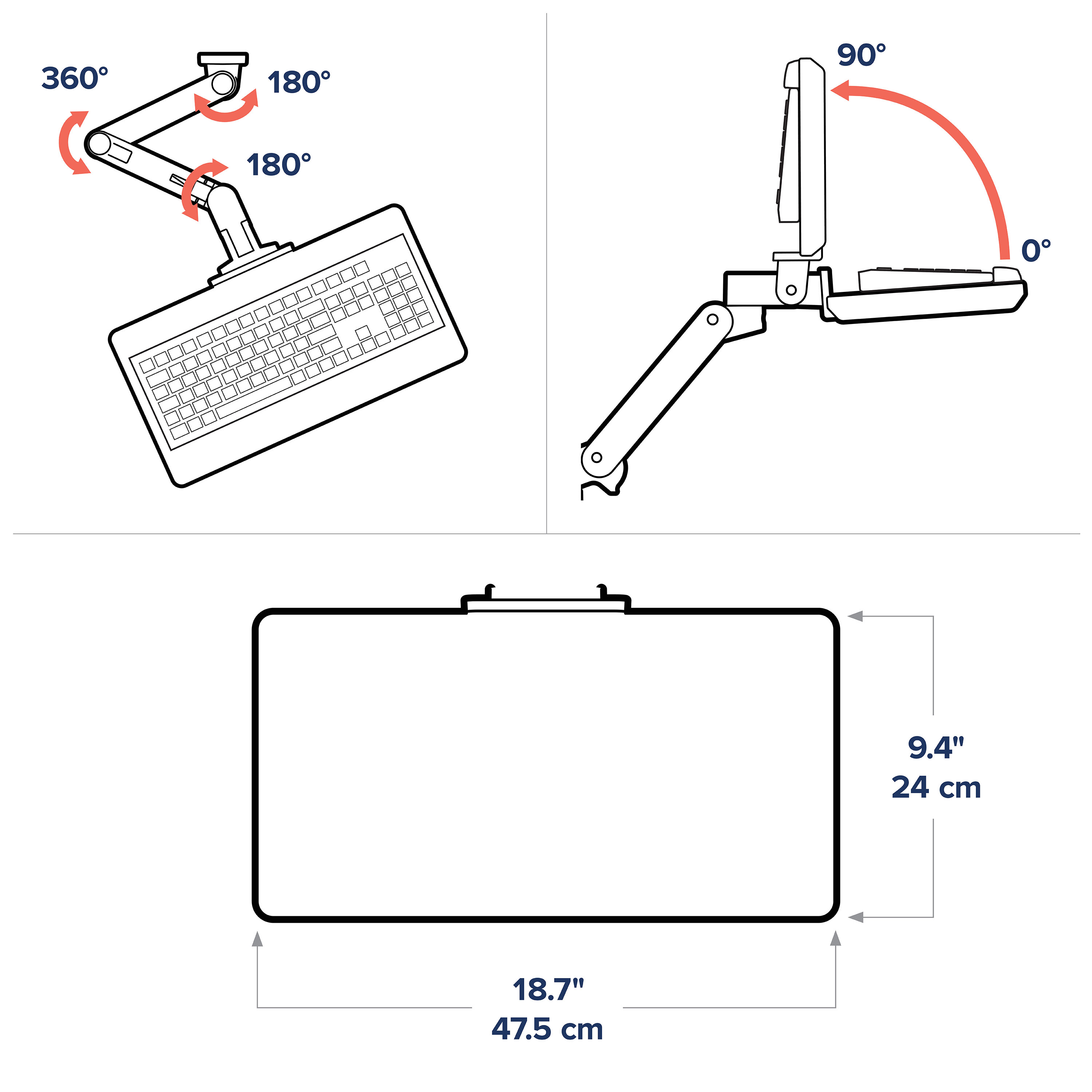 Adjustable Wall Mount Keyboard Arm | LX Pro | Ergotron