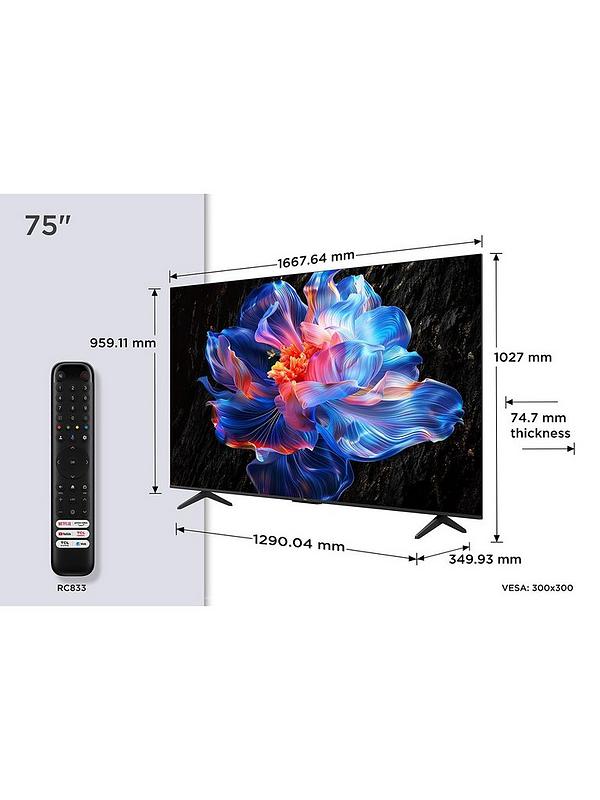 TCL 75V6C, Direct LED TV, 4K HDR TV, Smart TV Powered by Google TV