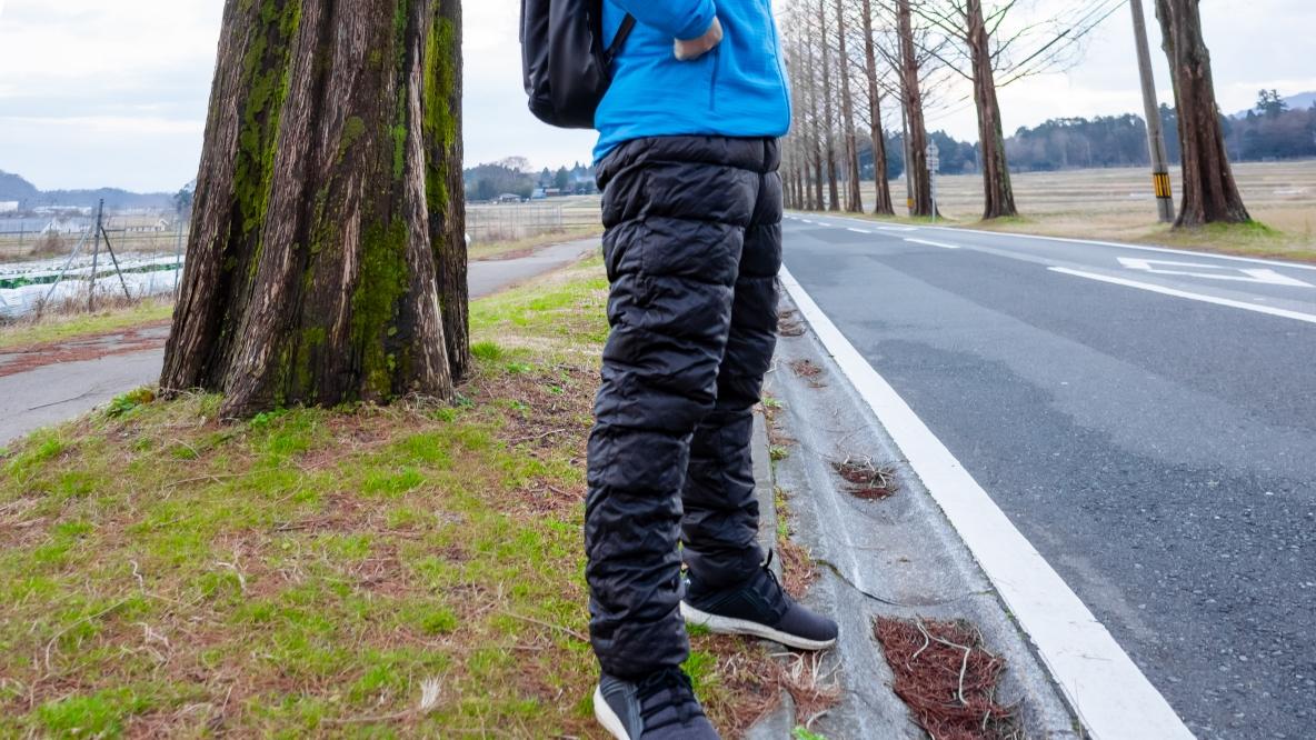 マウンテンイクイップメント☆ダウンパンツ☆ブラック☆サスペンダー