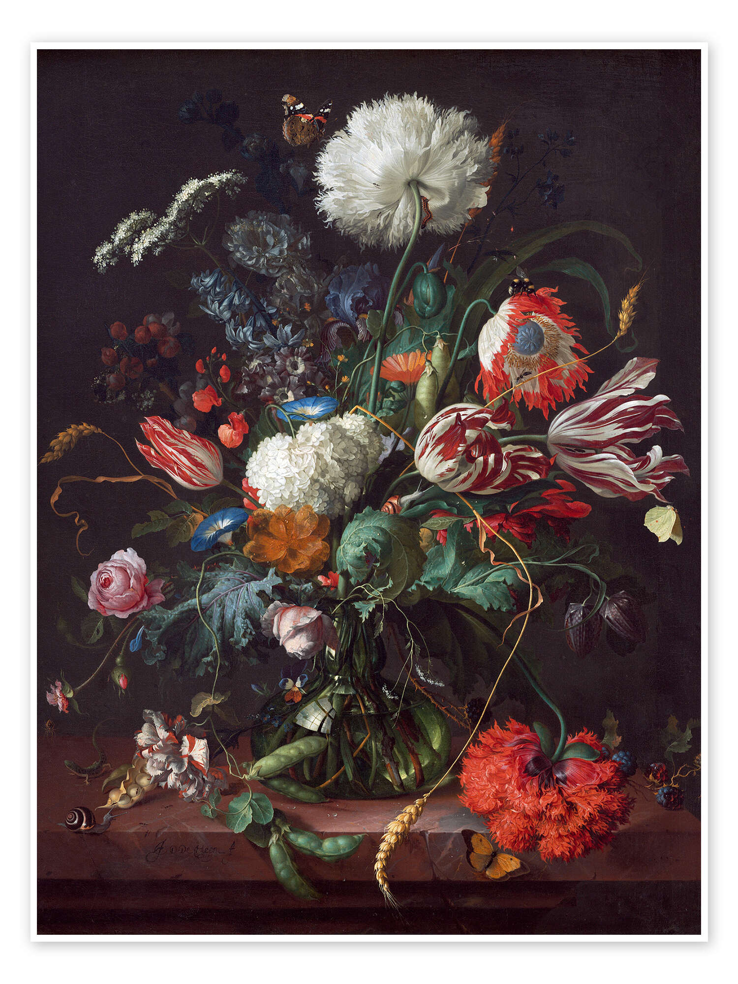 Vase of flowers print by Jan Davidsz de Heem | Posterlounge