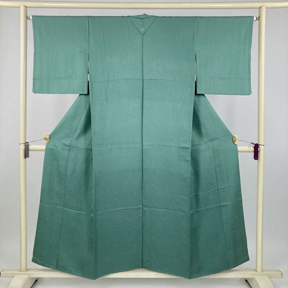 中古）色無地 紫地 地紋織り たたき風 本草木染作家 瑞宝 袷 SS【身丈