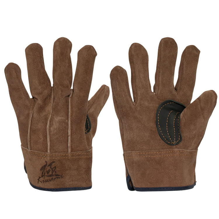 作業用手袋 指先の極PRO KS462 オイルブラウン牛本革 背縫い 黒当付