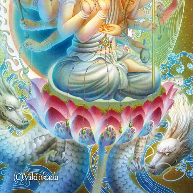 水彩画「菩薩」額装済み 弥勒菩薩 達磨 額縁 日本画 2点 弥勒菩薩達磨