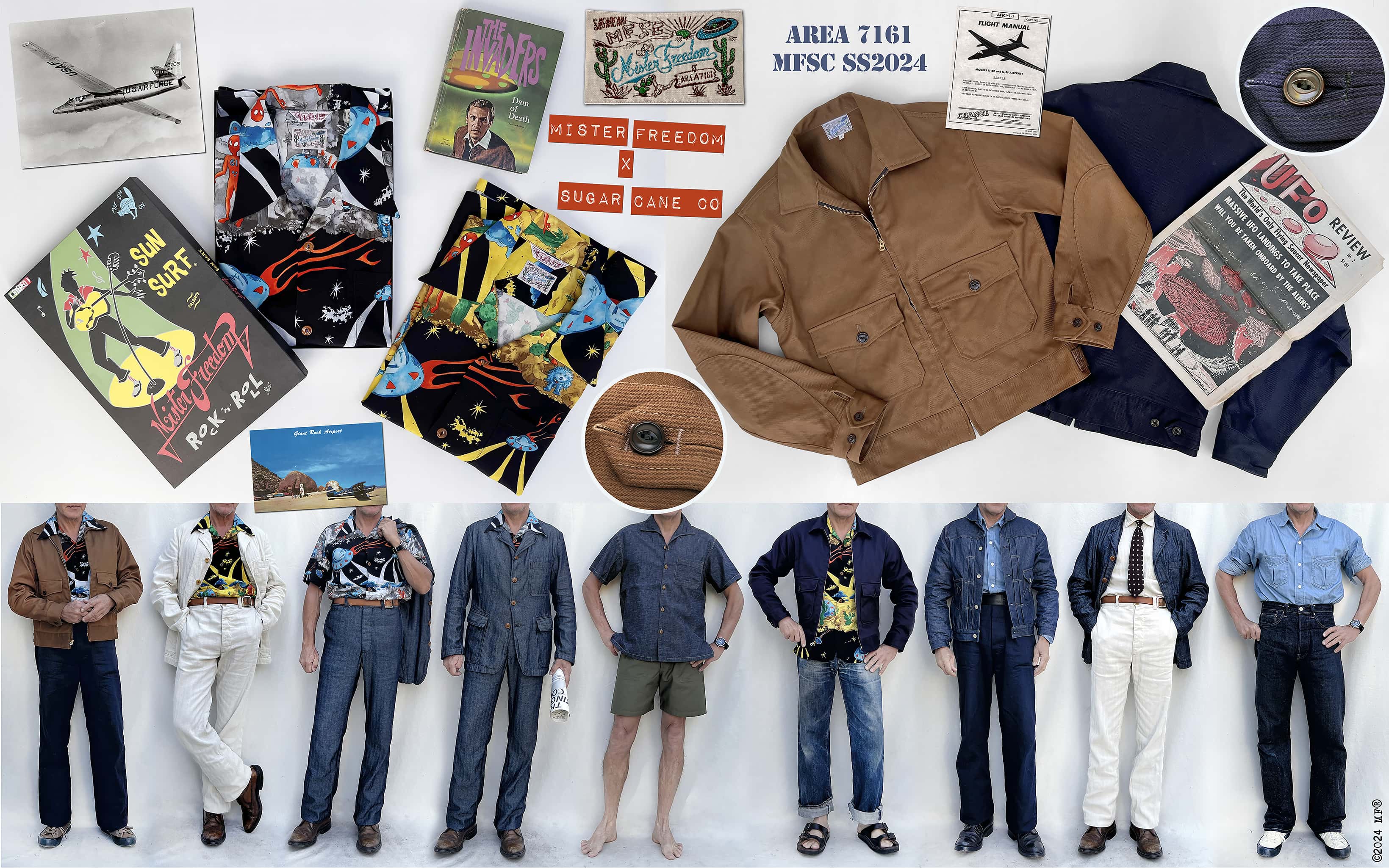 Mister Freedom® x Sugar Cane msfc SS2024 LookBook Preview: “AREA 7161”