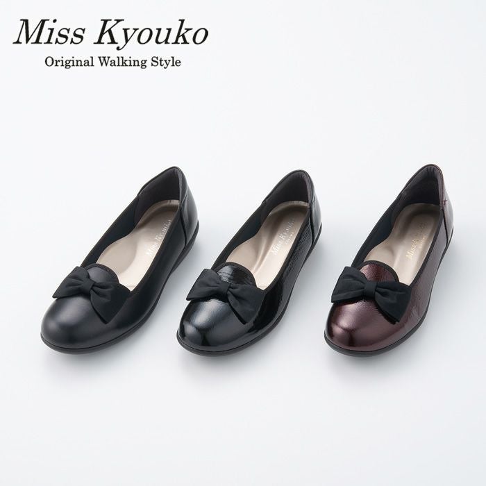 109601】軽量エナメルコンビフラットシューズ 4E Miss Kyouko