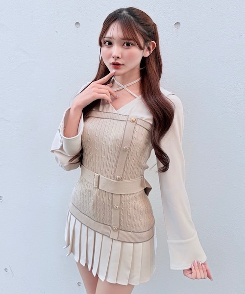 シャツドッキングプリーツワンピース｜ワンウェイの通販｜&mall