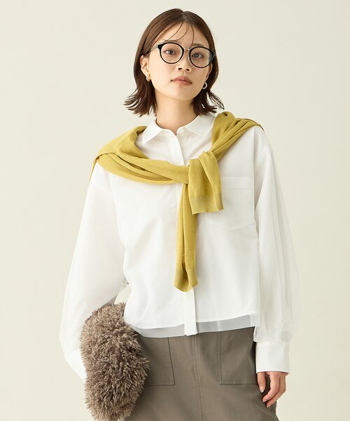 洗濯機可】クロップドチュールコンビシャツ｜エニィの通販｜&mall