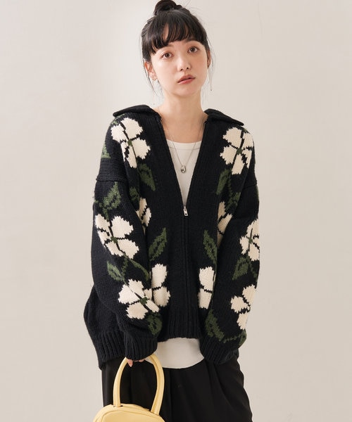 BIG花柄ジップニットカーディガン｜フリークスストアの通販｜&mall