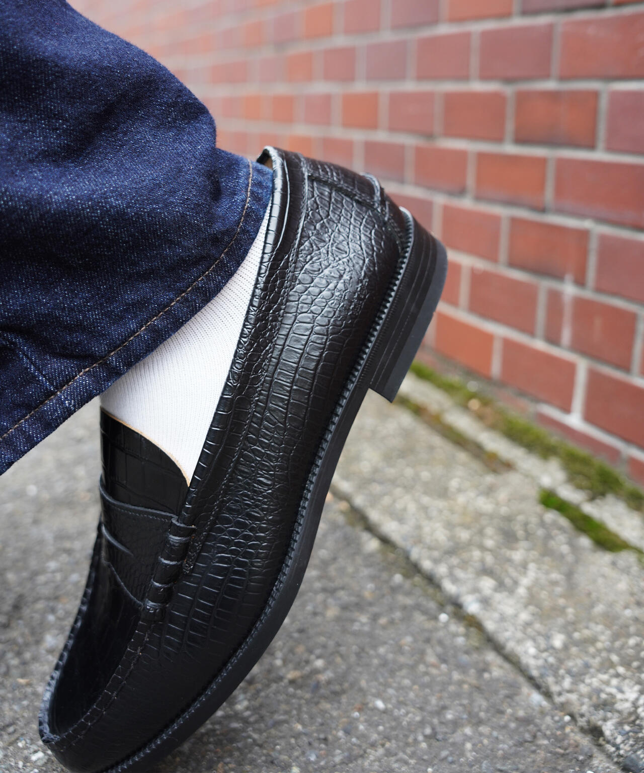 The Kenford Fineshoes/EMBOSSED LOAFERS BLACK CROCODILE COMBI