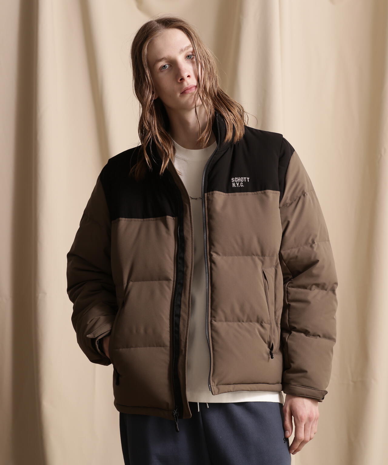2WAY 2TONE DOWN JACKET/2ウェイ 2トーン ダウンジャケット | Schott