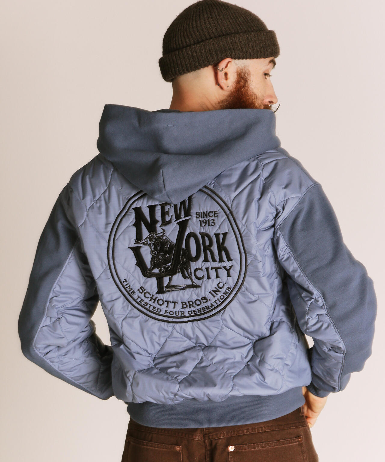 QUILTED COMBI. ZIP HOODED/キルティング コンビ ジップパーカー