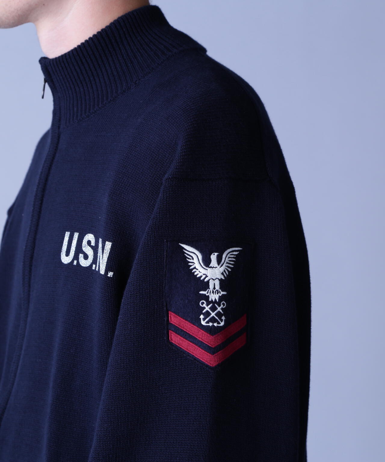 NAVAL STAND COLLAR ZIP KNIT JACKET / ネイバル スタンド カラー