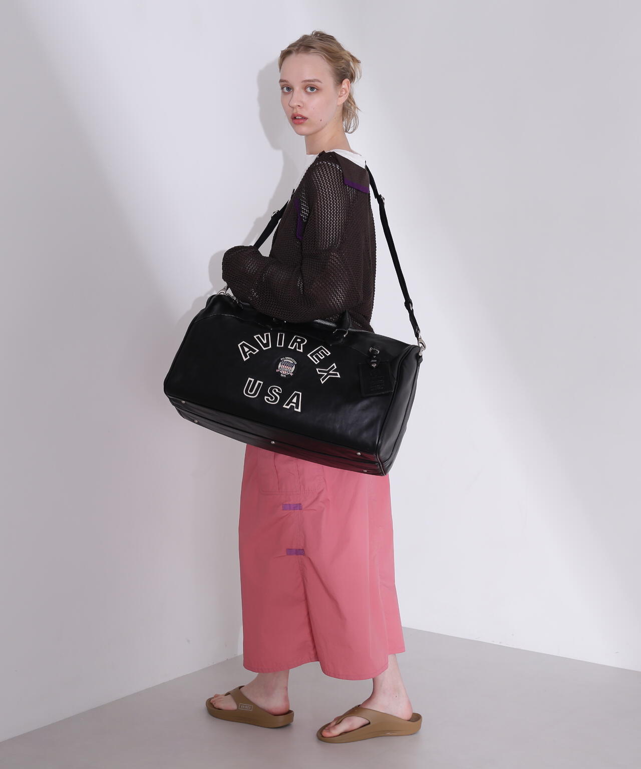 直営店別注》VARSITY LEATHER DUFFLE BAG / バーシティレザー ダッフル