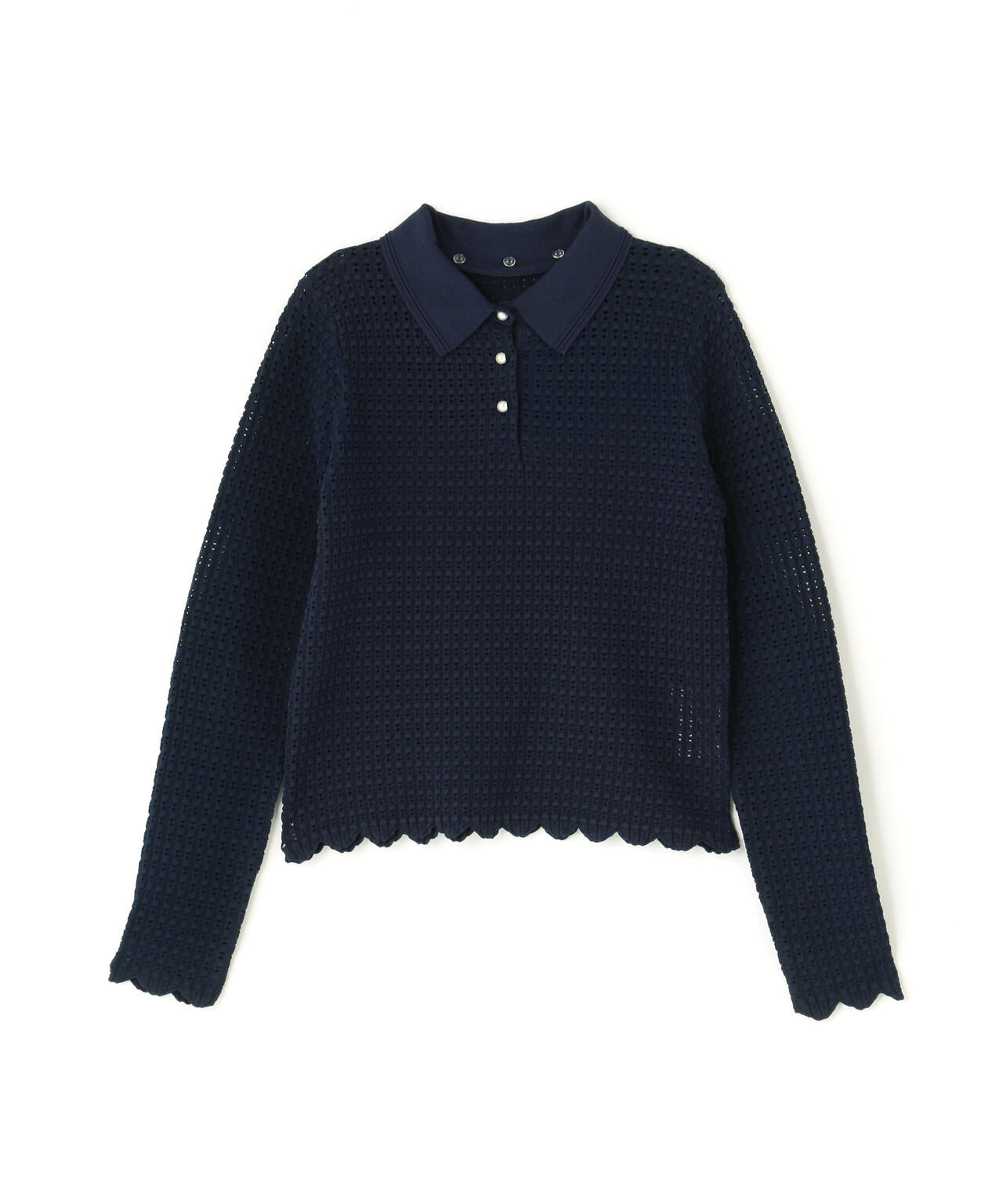 好きを着て気分が上がる】襟が取り外せるアイレットジャガードニット