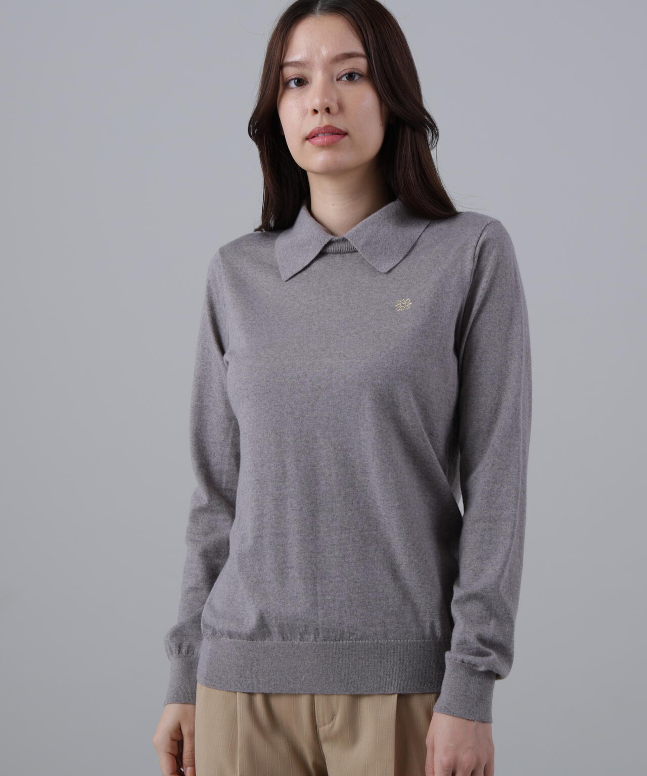 16G天竺襟付きクルーネックニットプルオーバー (WOMENS) | St ANDREWS