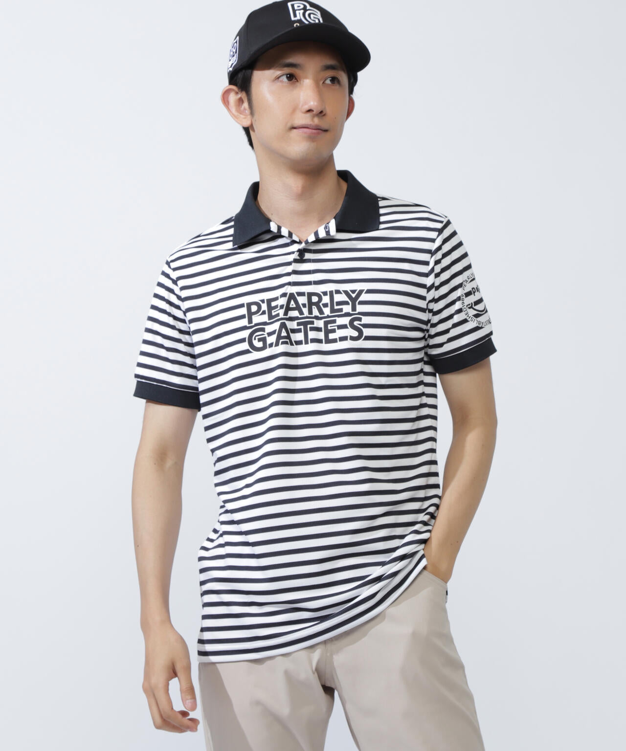 PG is PG ハイゲージストレッチBOXカノコ半袖ポロシャツ ＜ボーダー柄