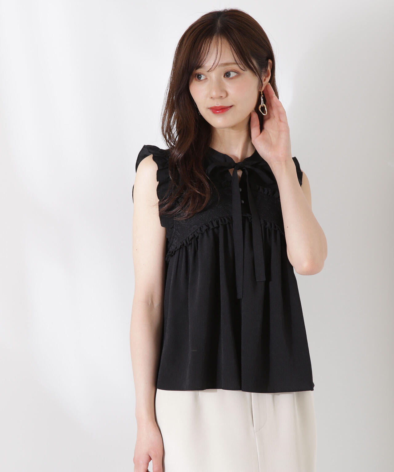 レースドッキングボウタイブラウス | PROPORTION BODY DRESSING