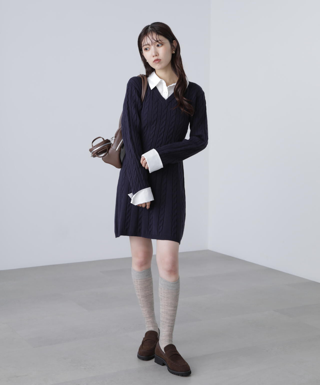 レイヤード風ケーブルニットミニワンピース | FREE'S MART（フリーズ