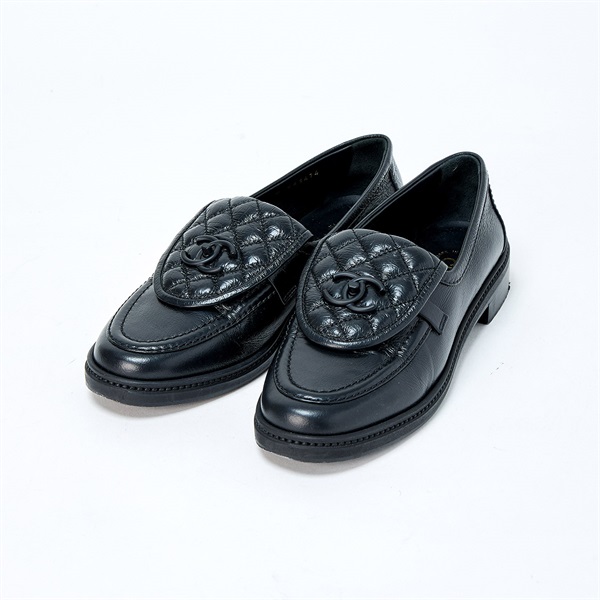 CHANEL ココマーク ローファー 39 1/2 C G45474 ブラック レザー