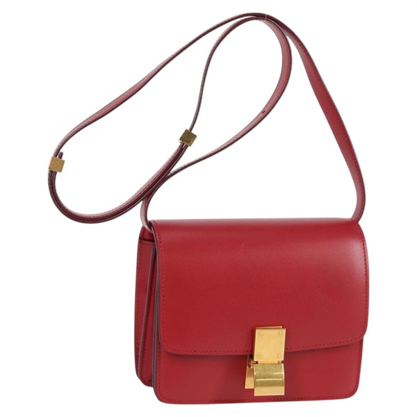CELINE クラシックボックス スモール ショルダーバッグ レッド