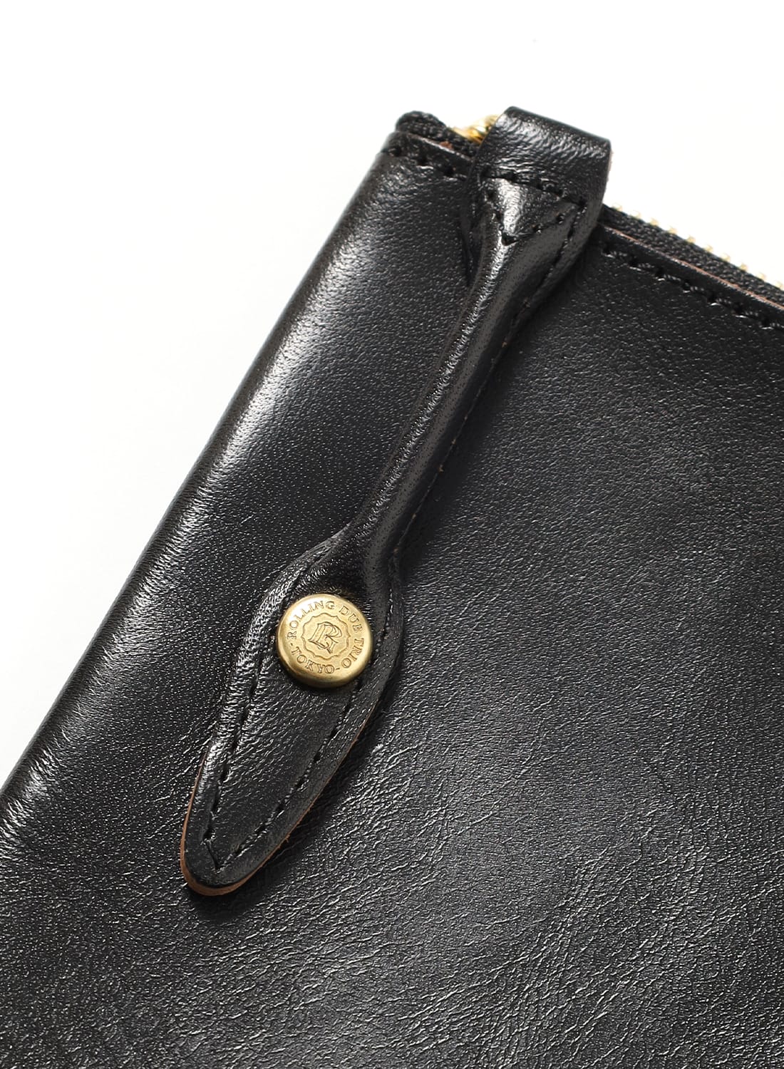 SQUARE ZIP AND SNAP POUCH -LEATHER-|スクウェアジップ アンド