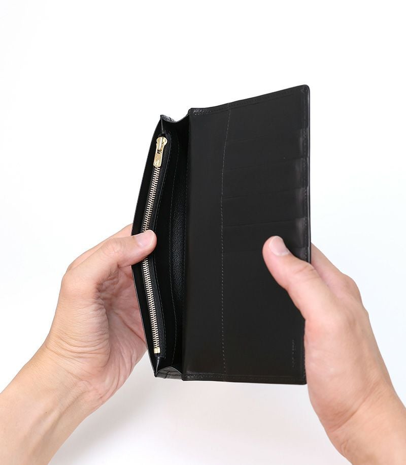 ファスナー付き通しマチ長財布｜ボックスカーフ |革製品CYPRIS