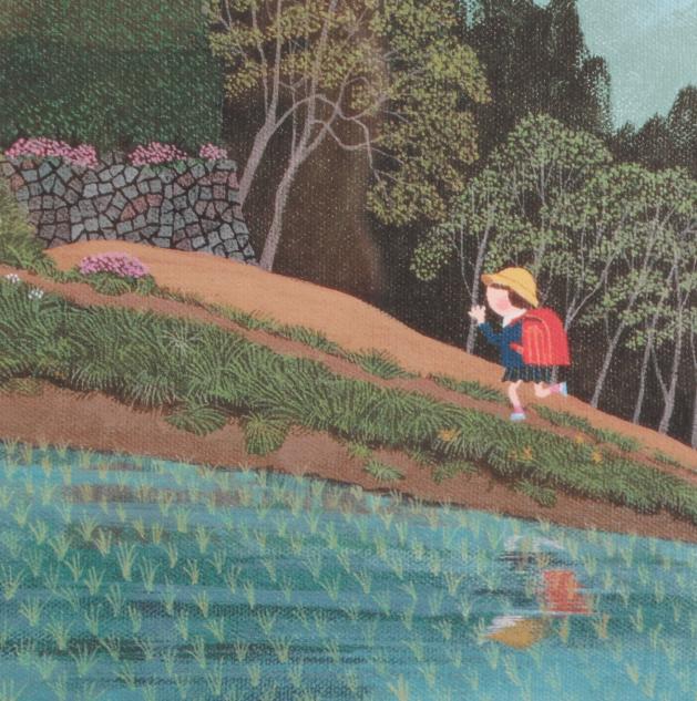 原田泰治がジークレーの版画で制作したインテリアの絵画「ただいま」を