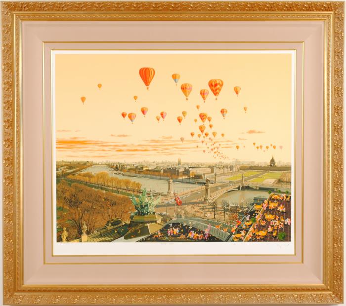 ヒロ・ヤマガタがシルクスクリーンの版画で制作したパリの風景画の絵画