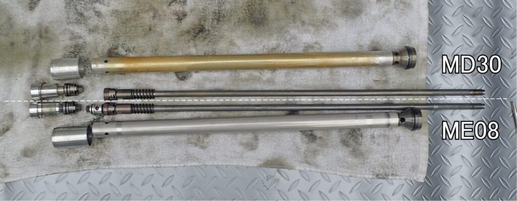 XR250のME08とMD30のフロントフォークの違いを確認してみる（その2/3）