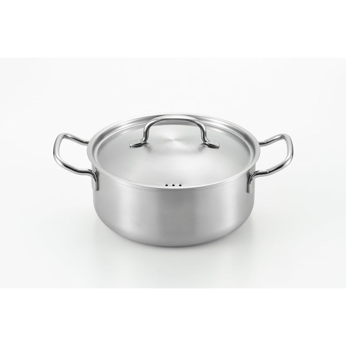 燕三条製｜YJ3523郷技 ステンレス 両手鍋 20cm2.8L IH対応 直火対応