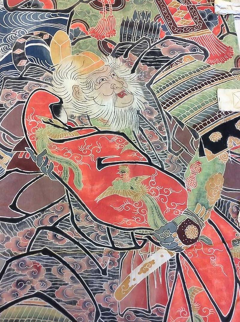 無銘｜神功皇后図幟（筒描き） 江戸期の絵のぼり収集記