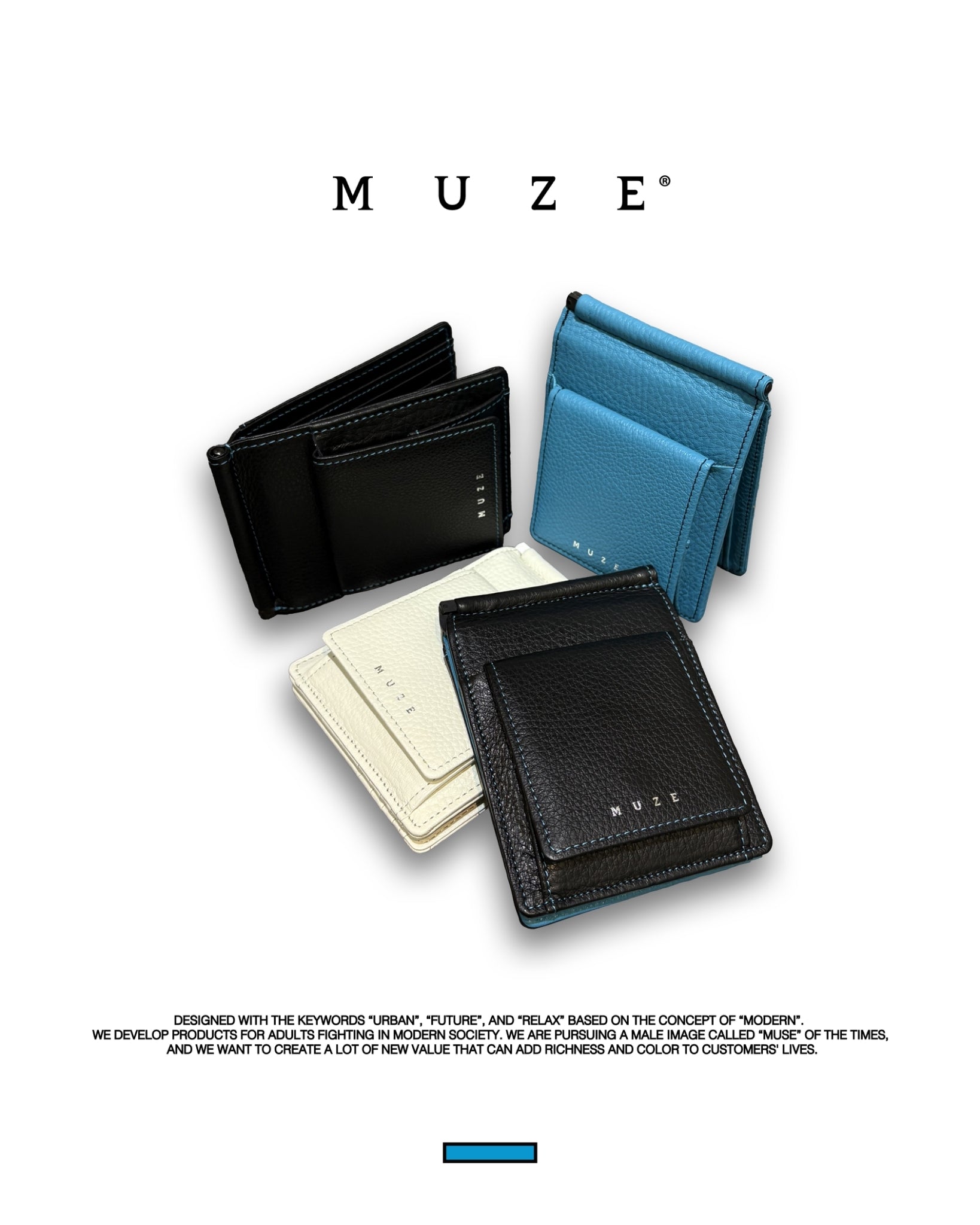 MUZE -【LEATHER MONEY CLIP WALLET(BLACK)】ミューズ レザー マネー