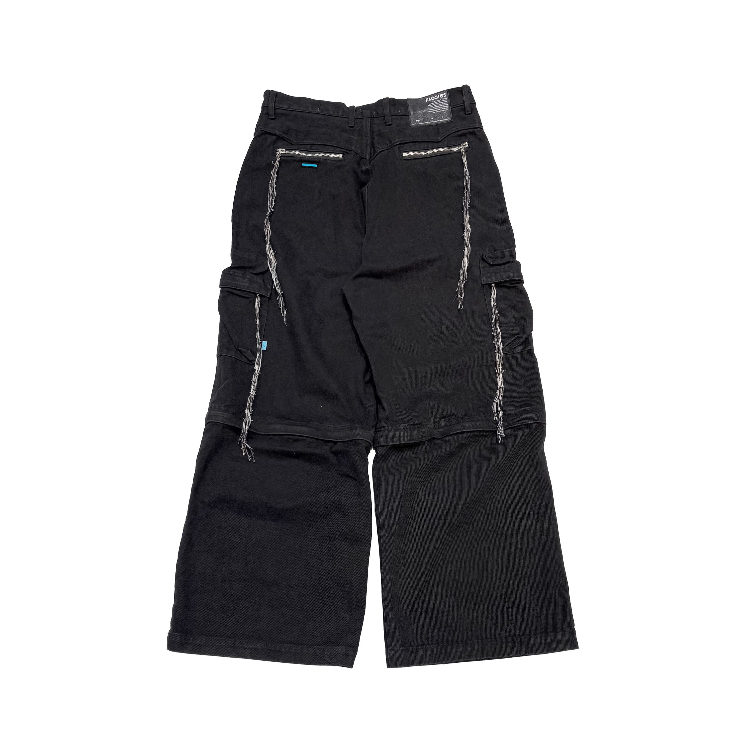 MUZE TURQUOISE LBEL ×FACCIES - MULTI-POCKET DENIM CARGO(BLACK