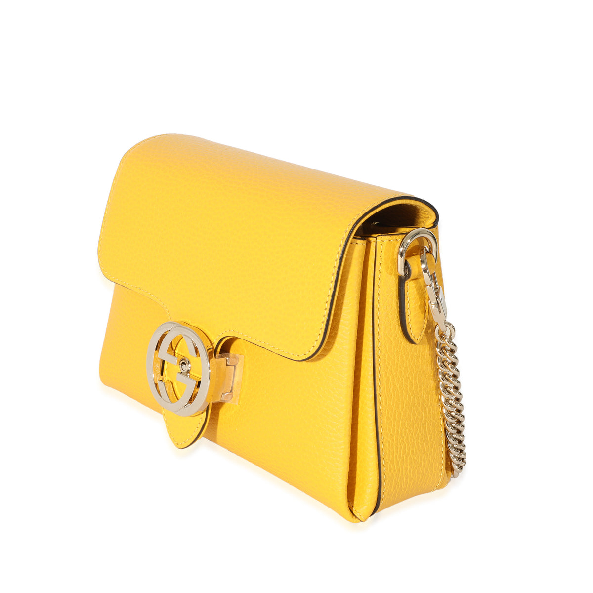 Gucci Yellow Leather Mini Dollar Interlocking G Crossbody Bag