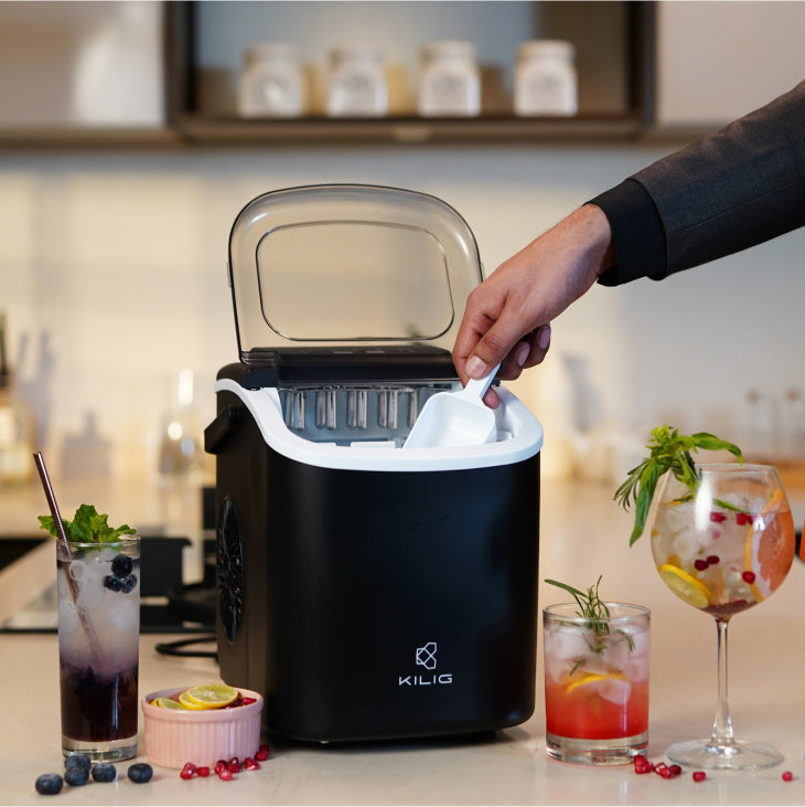 Kilig H01S Countertop Ice Maker – 9 Bullet Ice Cubes in 6 Minutes