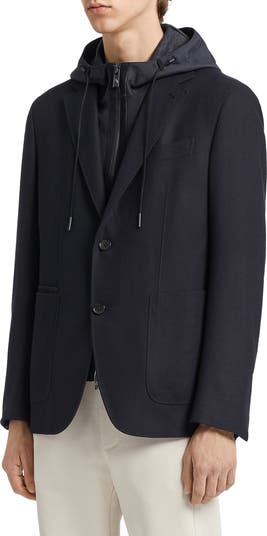 ZEGNA Trofeo Wool Blend Sports Jacket with Removable Hooded Dickey