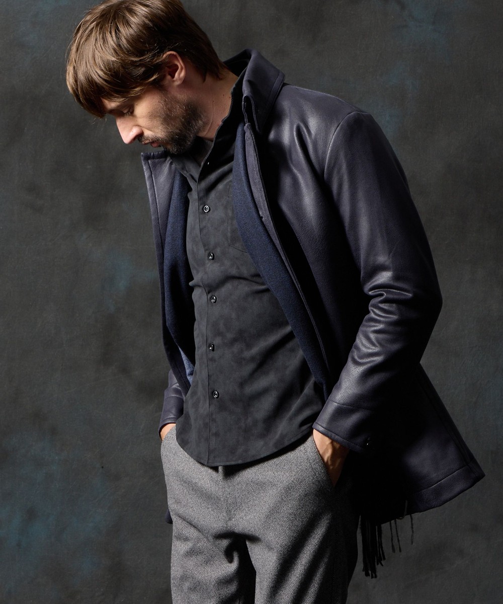 マイクロ起毛ポンチ ムラプリントスタンドコート｜その他コート