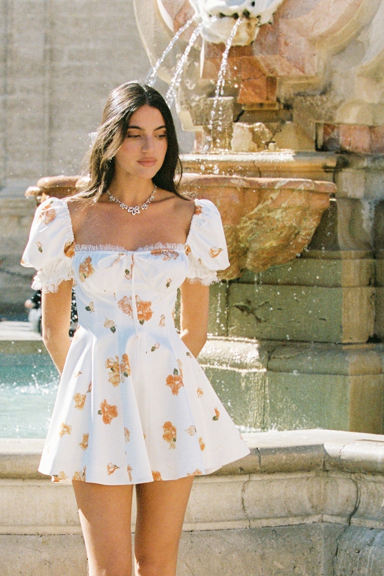 Theodora Dress (Floral) | Satin White Flower Dress – Nana Jacqueline