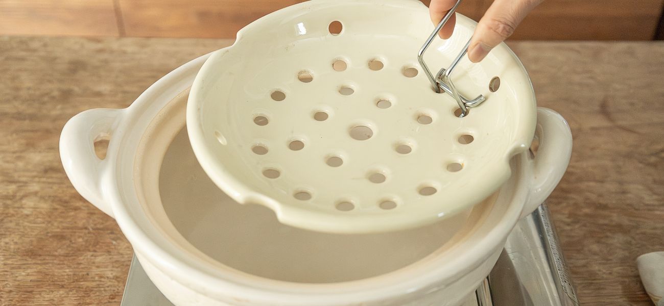 長谷園公式通販］ヘルシー蒸し鍋 白