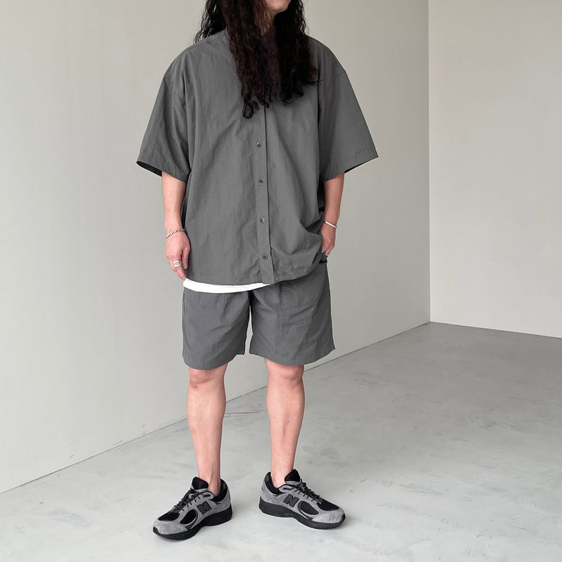 premium nylon half sleeve shirt / charcoal（プレミアム ナイロン