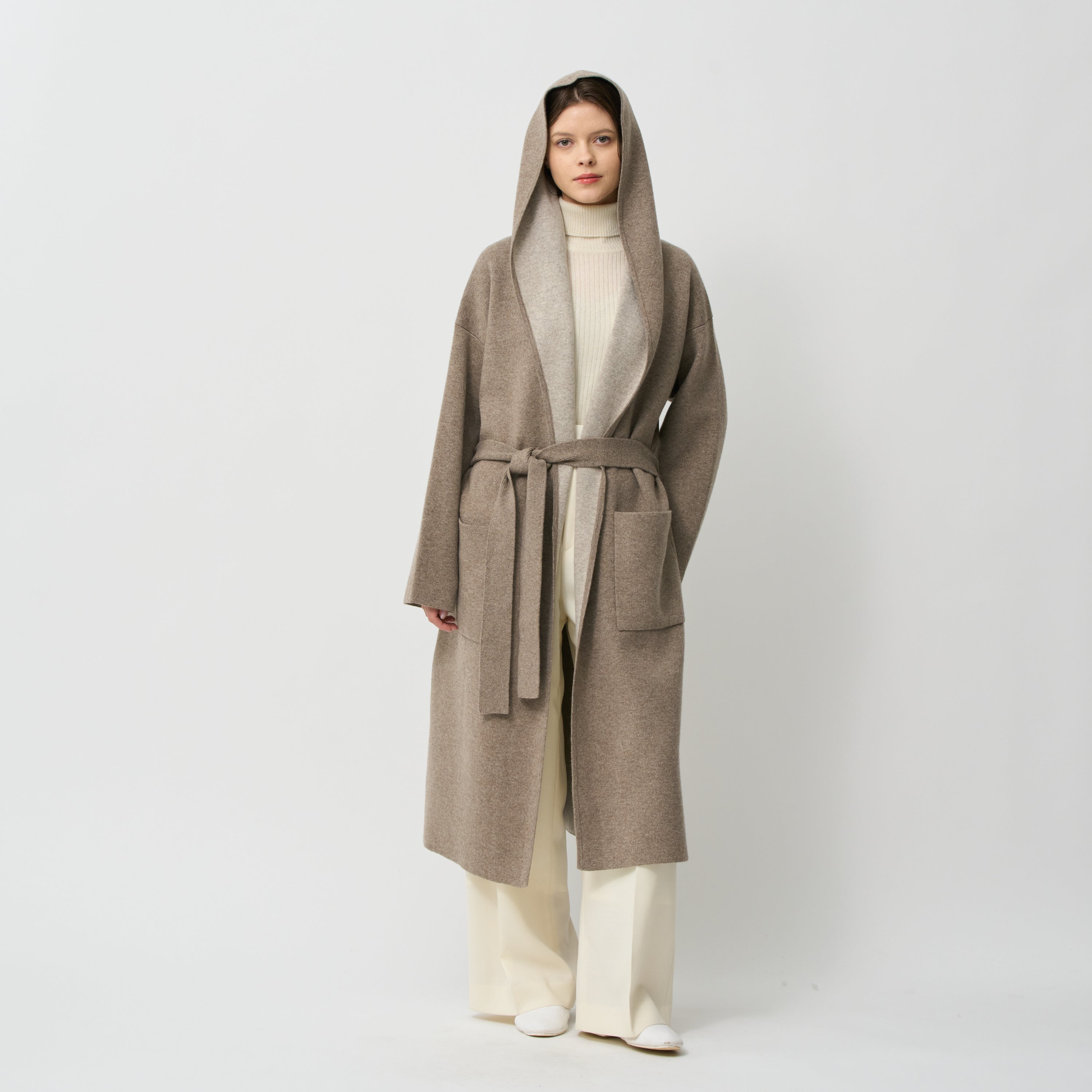 cashmere double face hooded coat(カシミヤダブルフェイスフード付き