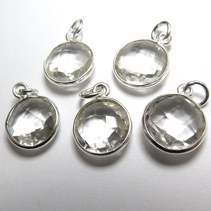 SV925/ペンダントトップ/天然石クリアクオーツ/ラウンド 11mm（ベゼル