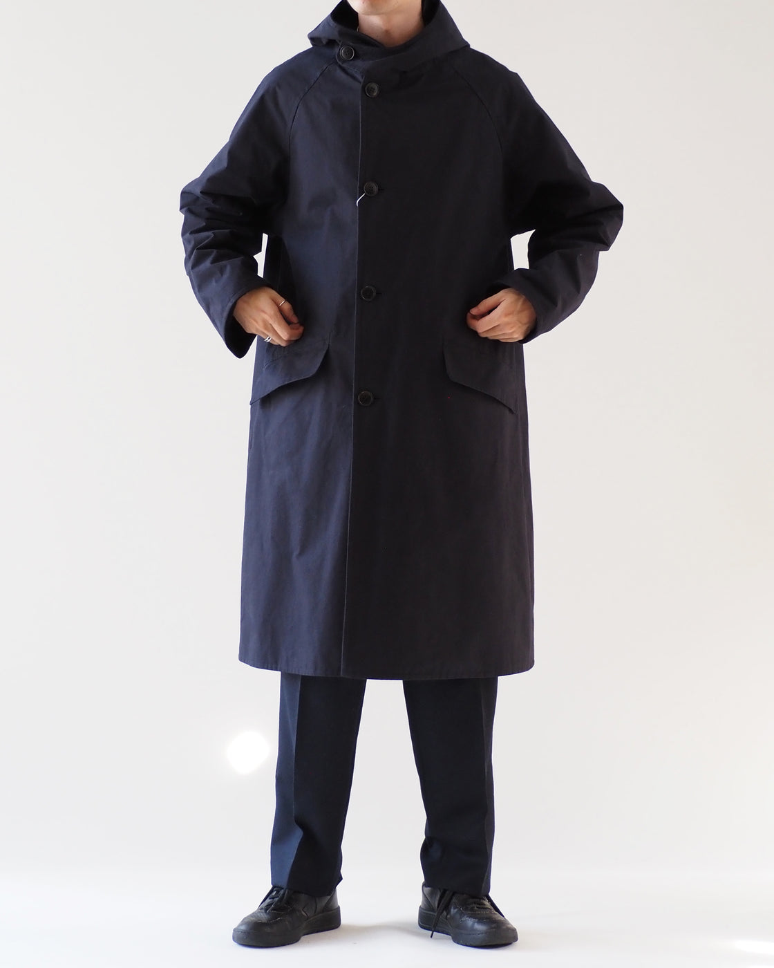 COMOLI ベンタイル フーデットコート, Navy – Navyblue