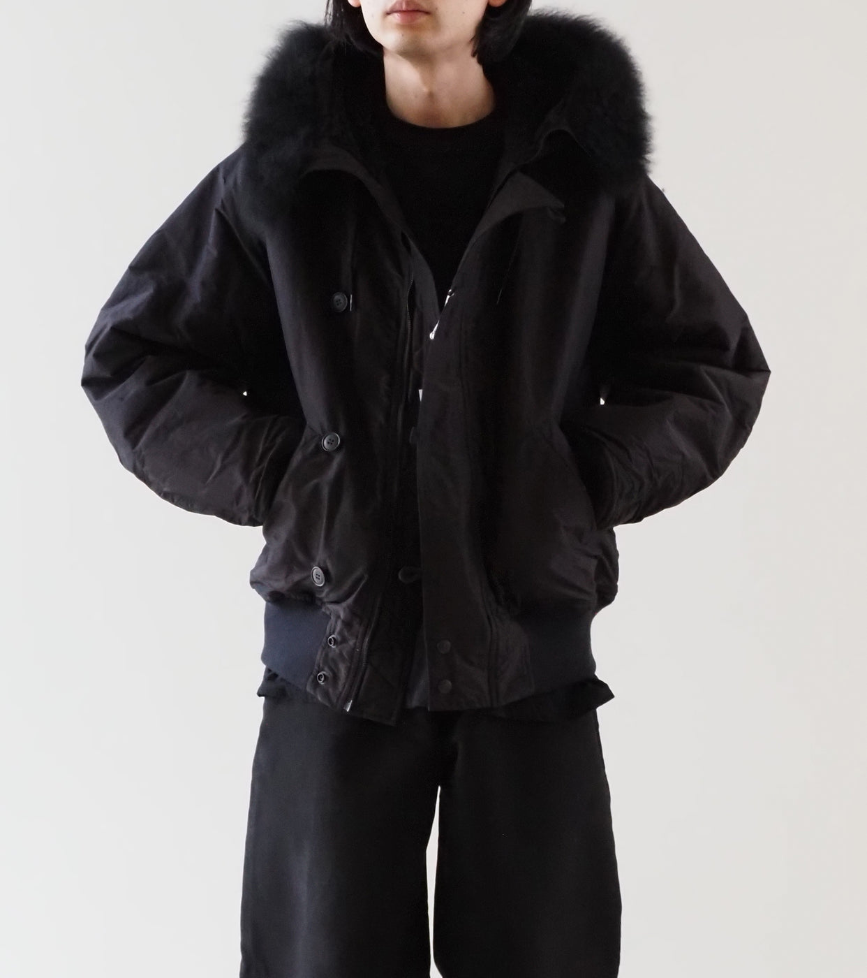 COMOLI コットン シルク ミリタリー フーデッド ジャケット, Brown